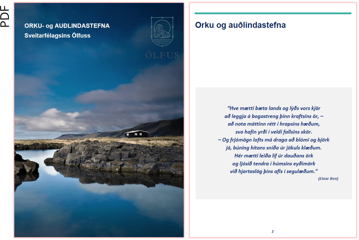 Read more about the article Orku- og auðlindastefna Ölfus