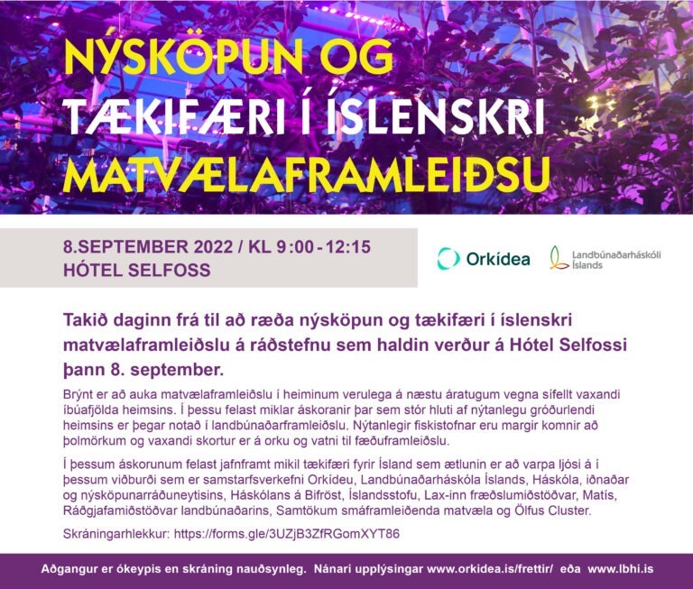Read more about the article Nýsköpun og tækifæri Íslenskri matvælaframleiðslu